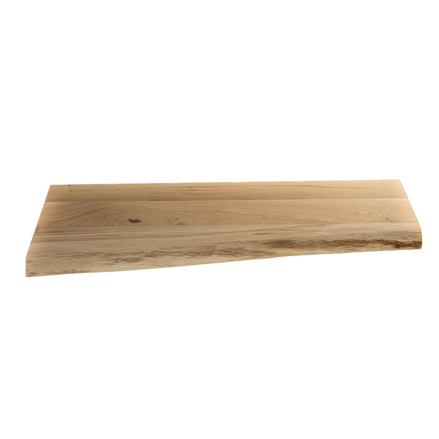 Wooden oak shelf in a rustic style on a white background